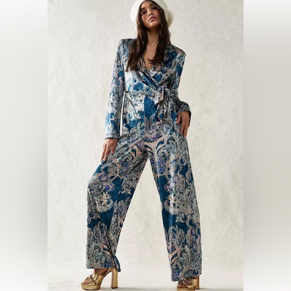 NWOT Free People Delphine Velvet Jumpsuit
